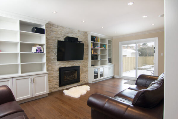 Media wall - feature wall - Custom cabinetry - interior renovation - Toronto - Greater Toronto Area GTA