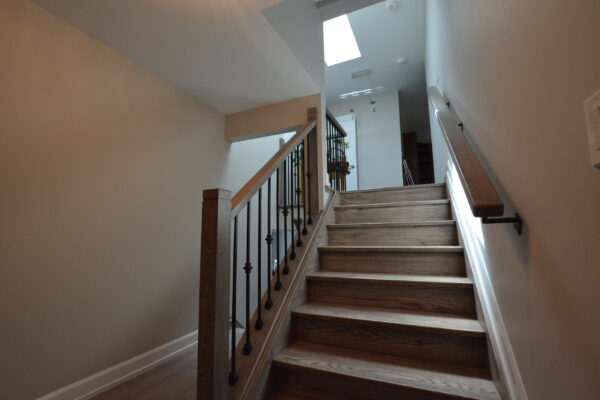 Interior Renovation - Stairs - two tone stain - skylight